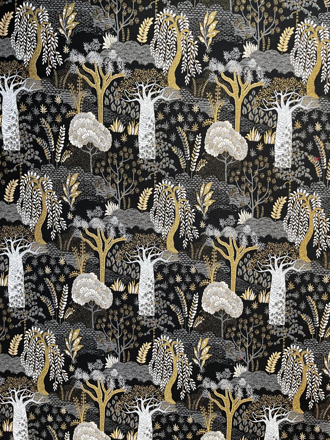 Baobab Botanical Fabric Sold by the Meter Woven Tapestry Textile Black Upholstery Sewing Material