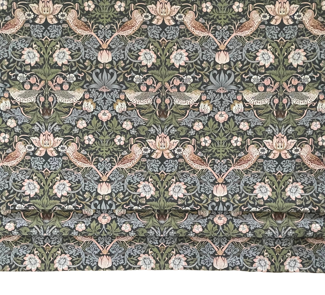 Custom William Morris Roman Blinds / Blue and Green Cotton with Strawberry Thief Pattern - Made to Measure for Home Decor