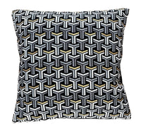 Thumbnail for Graphic Black White Gold Metallic Cushion Cover Check Stripes Geometric Nordic