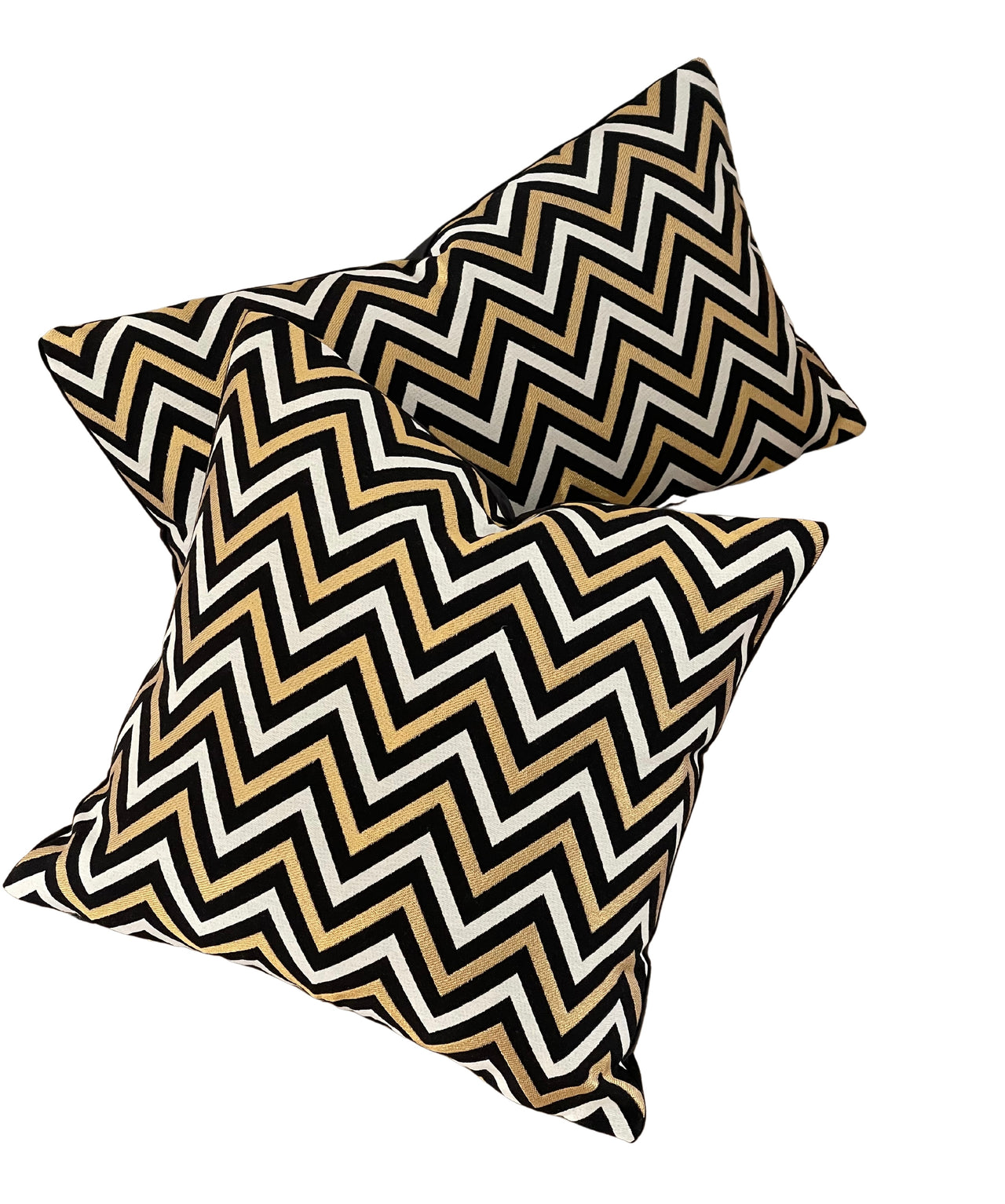 Zig Zag Chevron Cushion Cover Black, White, Gold Geometric Pattern / Collection Scandi