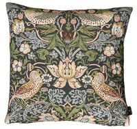 Thumbnail for Strawberry Thief Decor / William Morris Blue Cushion Cover - Bird Pattern Decorative Throw Pillow