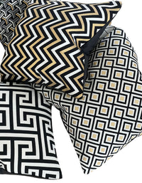 Thumbnail for Blocks Black White Gold Metallic Cushion Cover Check Stripes Geometric Nordic