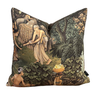 Thumbnail for Glimpses of Paradise / Botanical Cushion Cover / Thailand's Exotic Forest Waterfalls and Fruit Gatherers