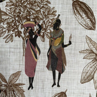 Thumbnail for Illustration of two people with cocoa plants and beans on a textured background