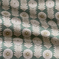 Thumbnail for Nordic inspired green fabric with stylised flowers and foliage