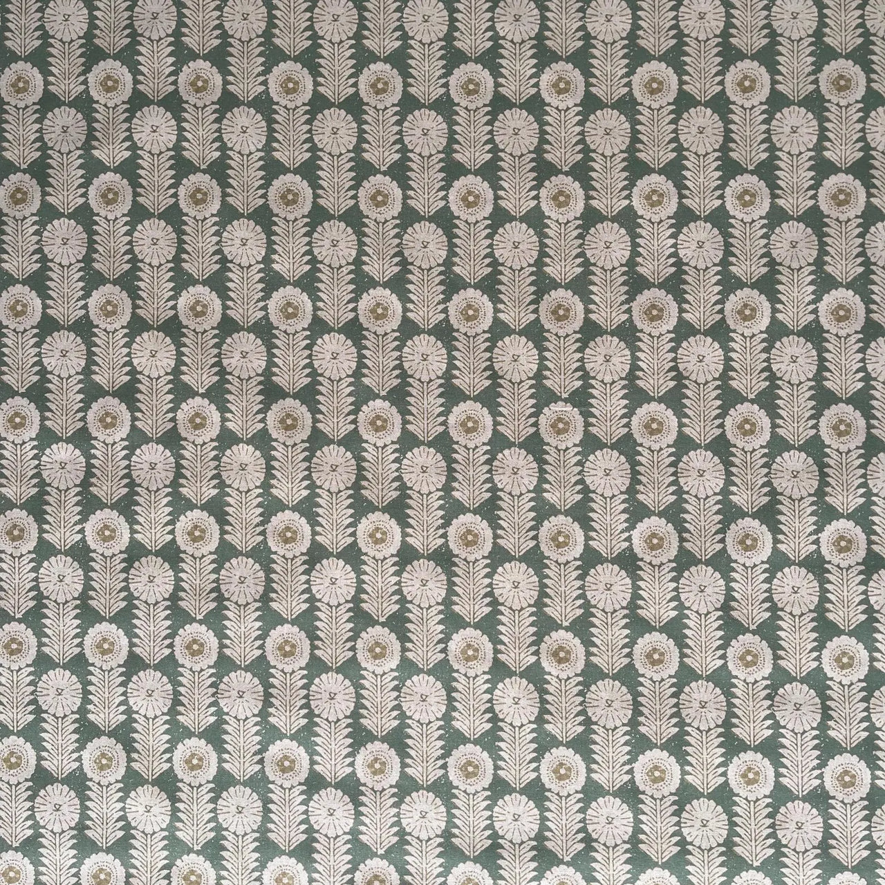 Nordic style upholstery fabric with apple green background and ivory flowers
