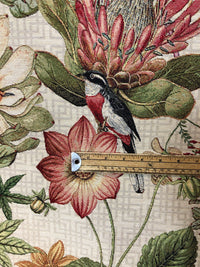 Thumbnail for Nature-inspired bird and floral tapestry fabric.