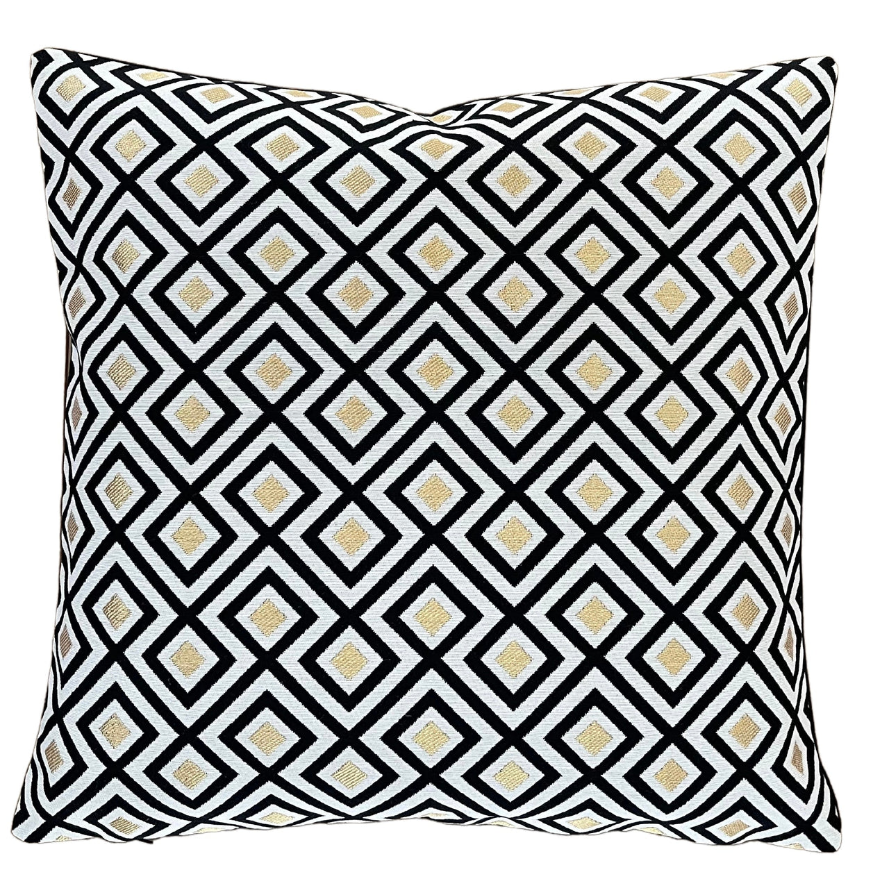 Woven blocks pillow for modern living room décor.

