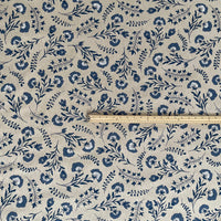 Thumbnail for Blue flower vines on neutral cotton blend