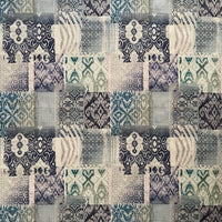Thumbnail for Indigo and slate grey geometric patchwork home décor fabric