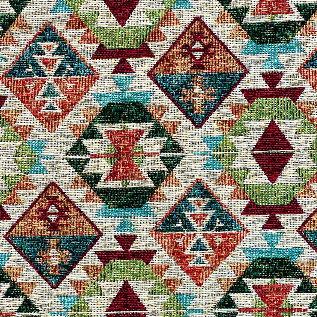 Heavyweight kilim fabric with geometric motifs