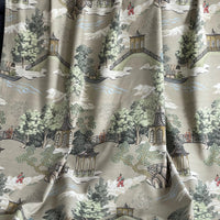 Thumbnail for Pagodas and rivers on scenic Pagoda Garden home décor fabric