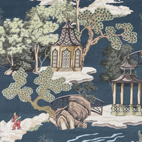 Thumbnail for Cotton blend chinoiserie fabric for Roman blinds and curtains