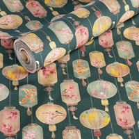 Thumbnail for Decorative sewing fabric with cherry blossoms and koi fish