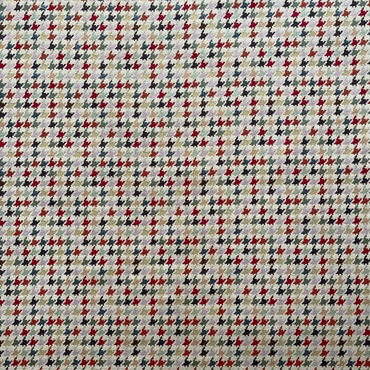 Geometric houndstooth woven gobelin fabric close up