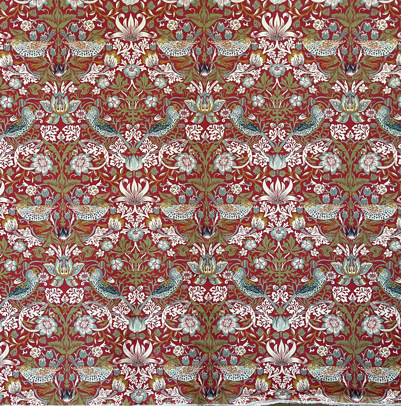 Custom William Morris Roman Blinds / Red and Green Cotton with Strawberry Thief Pattern - Made to Measure for Home Decor