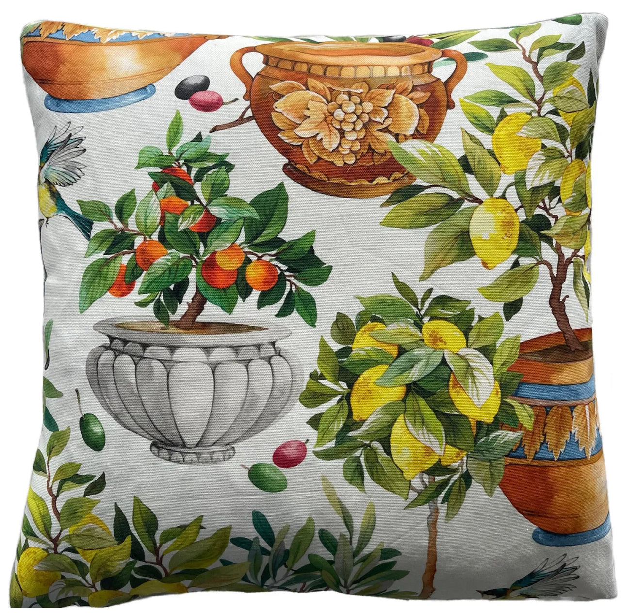 Lemon Trees Cushion Cover Yellow Decorative Throw Pillow Case Floral Cotton Pillowcase