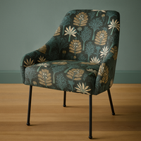 Thumbnail for Banana Tree Velvet Fabric on chair – green botanical Art Nouveau upholstery textile

