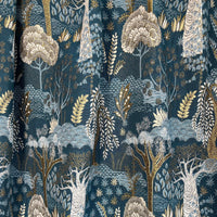 Thumbnail for Baobab Tree of Life woven fabric draped to show pattern and texture in luxurious blue and gold tones