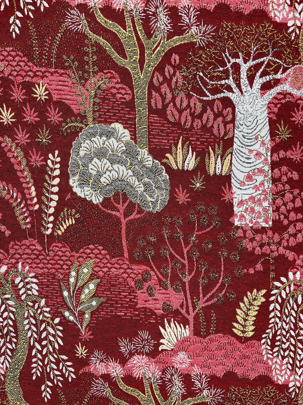 Ruby curtain fabric with intricate design