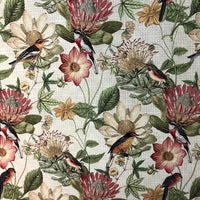 Thumbnail for Woven upholstery fabric with colorful garden print.