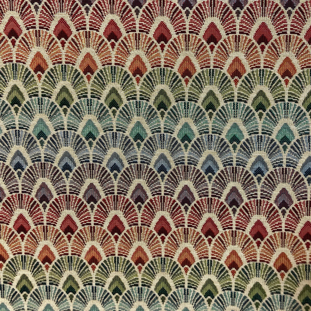 Green and purple bow design woven textile.