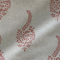 Thumbnail for Linen look coral paisley sprig home decor fabric