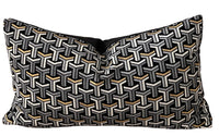 Thumbnail for Striped geometric cushion with metallic finishes.