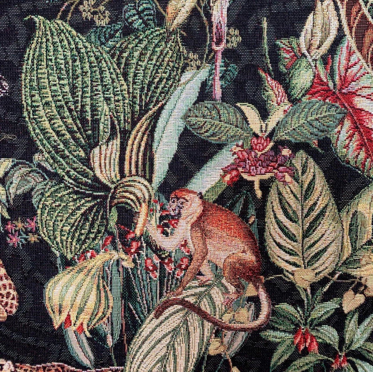 Zebra and monkey jungle print tapestry.

