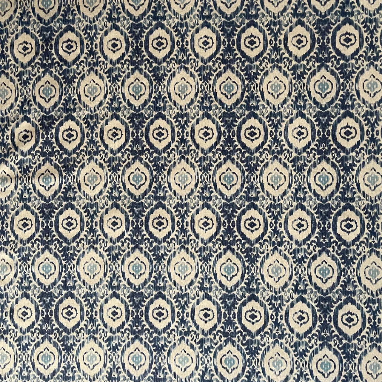 Indigo ikat fabric for curtains and blinds