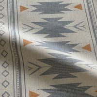 Thumbnail for Aztec stripe fabric blue with diamond and arrow motifs