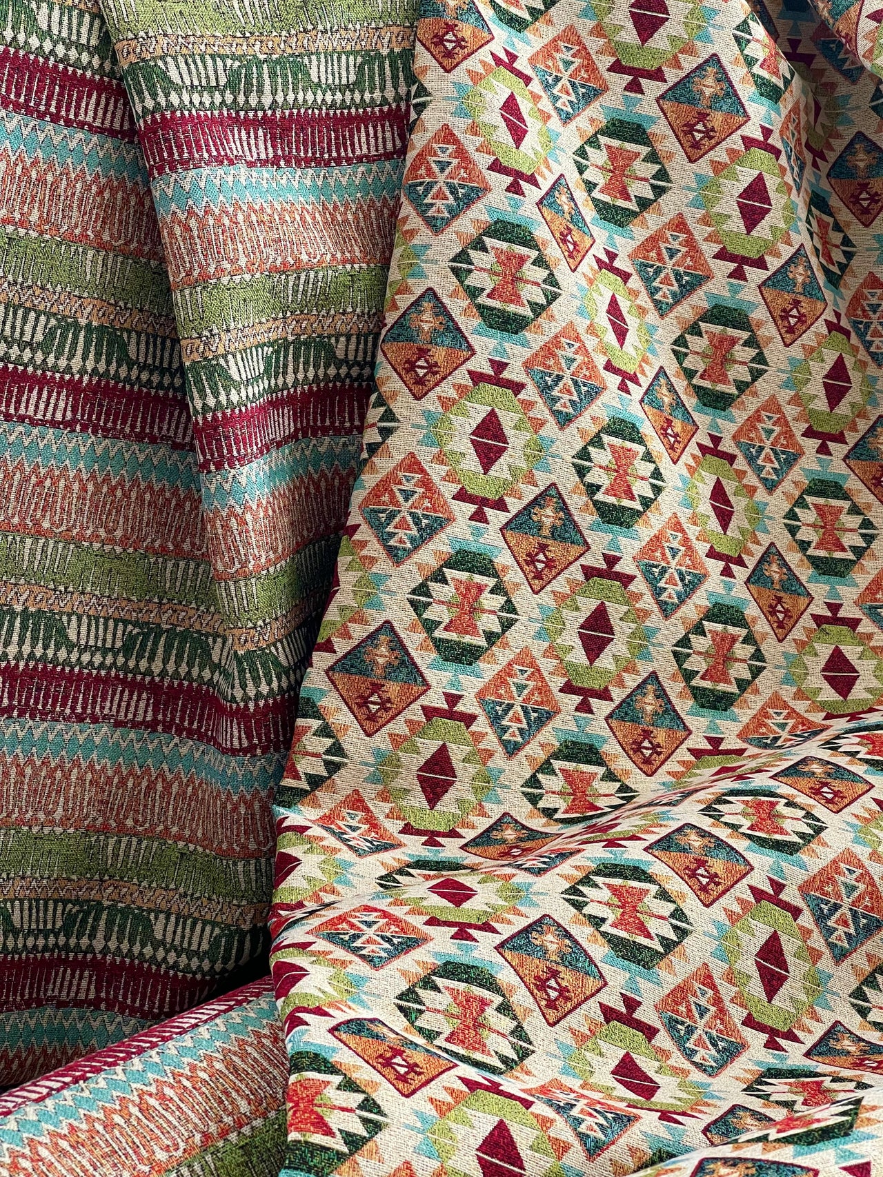 Interior fabric with artisan woven design