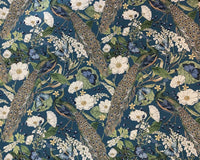 Thumbnail for Pattern of peacocks and flowers on a dark blue background fabric