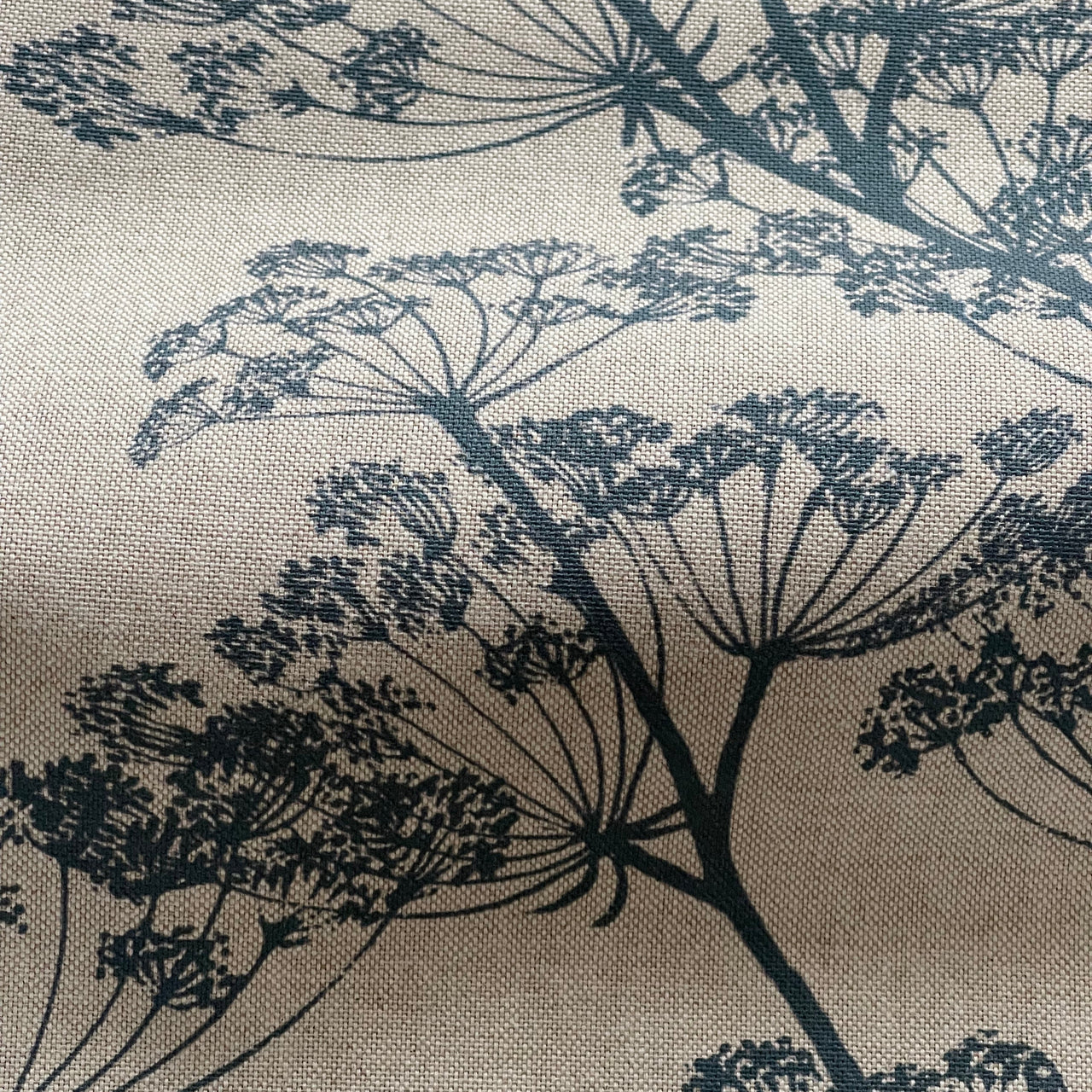 Nature inspired indigo floral fabric with traditional countryside design
