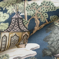 Thumbnail for Chinoiserie curtain fabric with traditional dress and landscape design