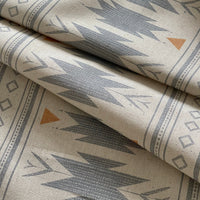 Thumbnail for Blue boho fabric with repeating Aztec geometric pattern