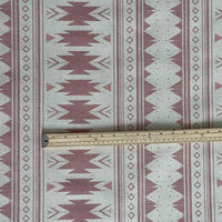 Thumbnail for Natural linen base fabric with blush pink tribal design and soft texture