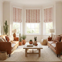 Thumbnail for Southwestern tribal fabric in blush pink with geometric stripe design linen look cotton
