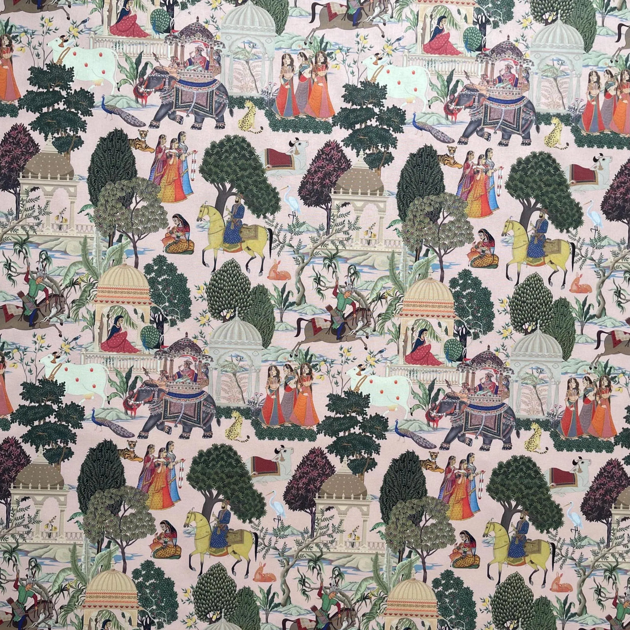 Regal Indian decor fabric with orange and green