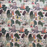 Thumbnail for Regal Indian decor fabric with orange and green