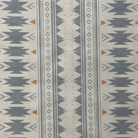 Thumbnail for Blue linen look fabric with bold tribal motifs for home decor