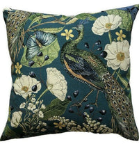 Thumbnail for Artful embroidered-style peacock cushion