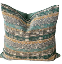 Thumbnail for Kilim stripe woven cushion cover in teal and mustard
