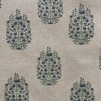 Thumbnail for Scandinavian floral fabric with simple medallion pattern in blue