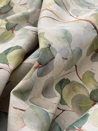 Thumbnail for Watercolor eucalyptus leaf print on linen-look cotton fabric