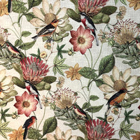 Thumbnail for Bird and flower vintage upholstery fabric design.

