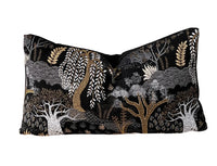 Thumbnail for Decorative black and gold nature print cushion for living room.