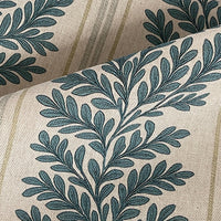 Thumbnail for Willow fern stripe fabric in sage green and cream with botanical leaf pattern