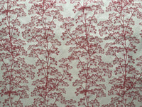 Thumbnail for Close up of red cow parsley floral fabric on oatmeal base
