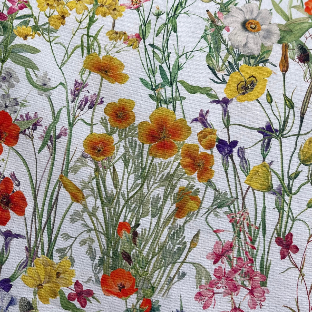 Pattern of colorful flowers on a light background